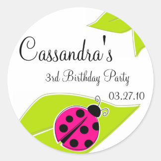Sticker Rond Mots clés Pink Ladybug Favoriser