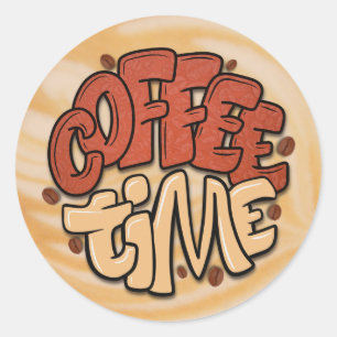 Sticker Rond Mots-temps café sur mousse de lait