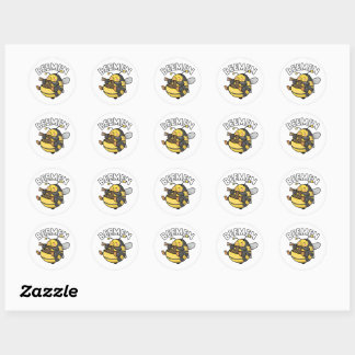 Sticker Rond Mouche qui mange du Ramen = BEEMEN