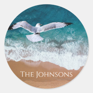 Sticker Rond Mouette au-dessus de la mer
