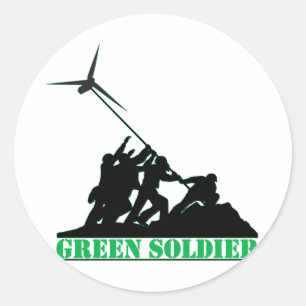Sticker Rond Moulin à vent vert de soldat