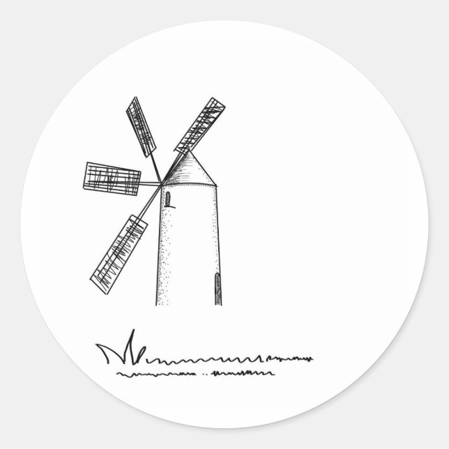 Sticker Rond moulin sur arrière - plan blanc (Devant)