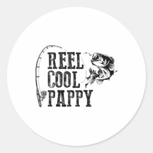 Sticker Rond Moulinet de pêche Pappy Cool Pappy Cadeau drôle 1