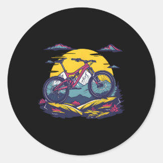 Sticker Rond Mountain Biking Portrait 