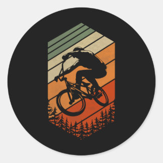 Sticker Rond Mountain Biking Retro Jump Forest Extreme Mtb Styl