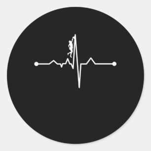 Sticker Rond Mountain Climber Heartbeat Rock Climbing Lover Gra