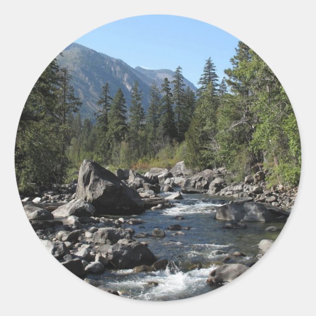 Sticker Rond Mountain Lakes Scenic Photo (Devant)