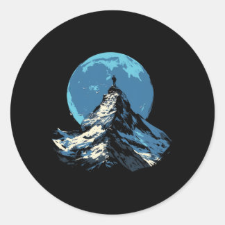 Sticker Rond Mountain Peak Adventure Design - Climbing And Hiki