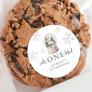 Sticker Rond Mountain Winter Onederland 1ère fête d'anniversair