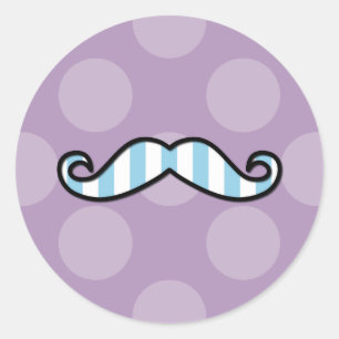 Sticker Rond Moustache Bleue, Moustache Curl, Stache, Pois