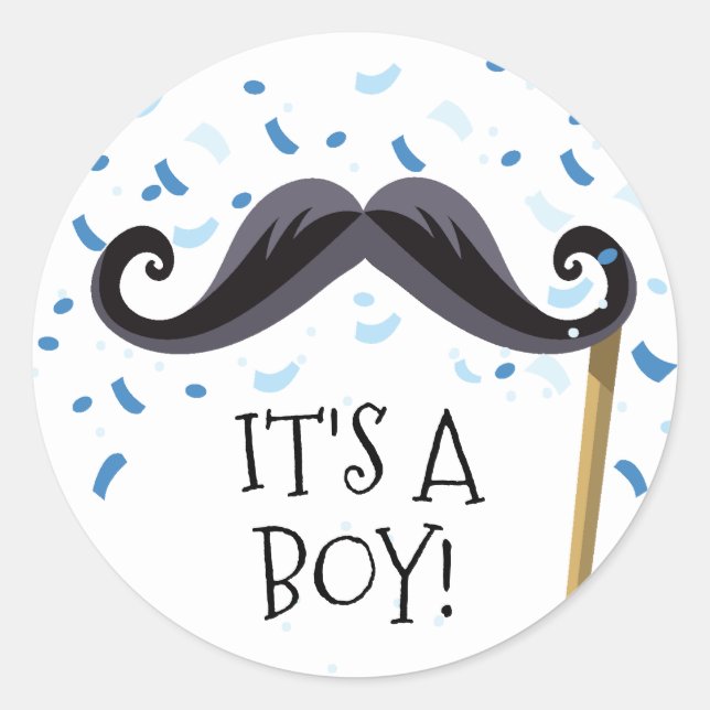 Sticker Rond Moustache C'est un chevalet de favoritisme garçon (Devant)
