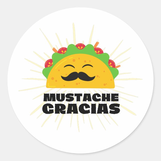 Sticker Rond Moustache Gracias, Spanglish (Devant)
