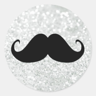 Sticker Rond Moustache Noire Amusante Et Boule Blanche Étincela