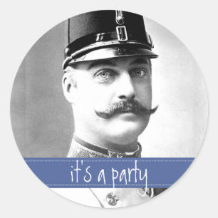 Sticker Rond Moustache Vintage Personnalisée / Parti Mustache