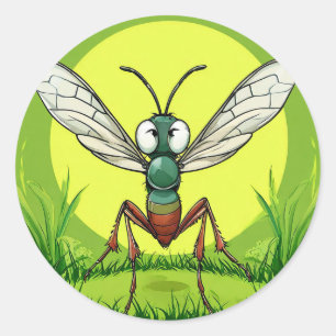 Sticker Rond 🦟 Moustique de dessin animé mignon insecte drôle