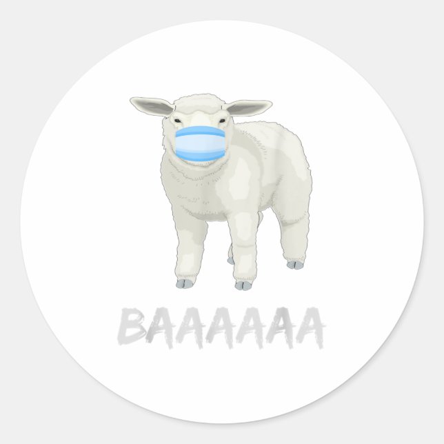 Sticker Rond Mouton avec masque TShirt (Devant)