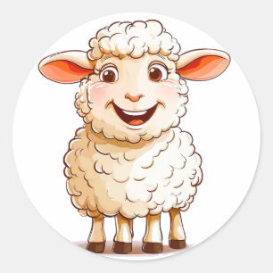 Sticker Rond Mouton de dessin animé