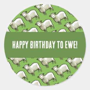 Sticker Rond Mouton Mignon Joyeux Anniversaire À Toi Motif D'ar