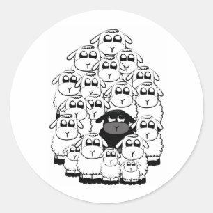 Sticker Rond mouton noir