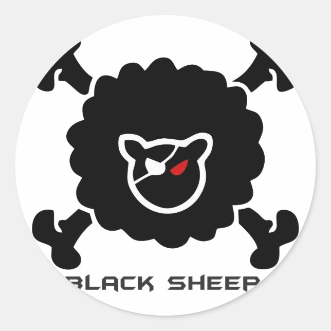 Sticker Rond Mouton Noir (Devant)