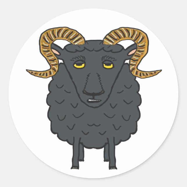 Sticker Rond Mouton noir (Devant)
