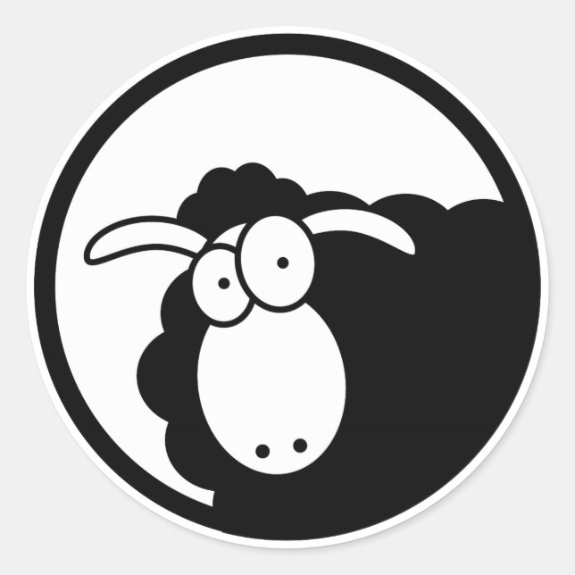 Sticker Rond Mouton noir à l'intérieur (Devant)