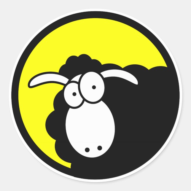 Sticker Rond Mouton noir à l'intérieur (Devant)