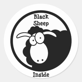 Sticker Rond Mouton noir à l'intérieur