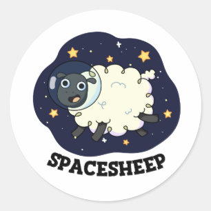 Sticker Rond Mouton spatial Blague drôle d'astronaute
