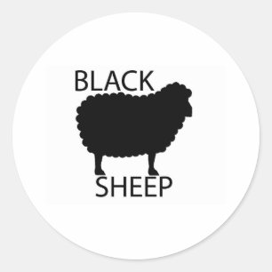 Sticker Rond Moutons noirs
