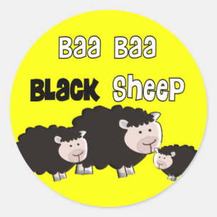 Sticker Rond Moutons noirs Conception "Moutons noirs Baa Baa"