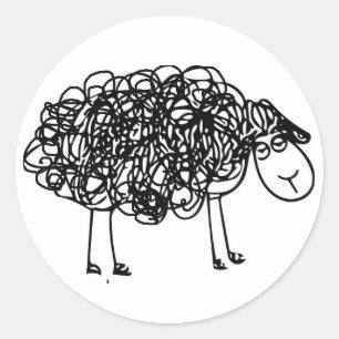 Sticker Rond Moutons noirs de logo de NYAHM