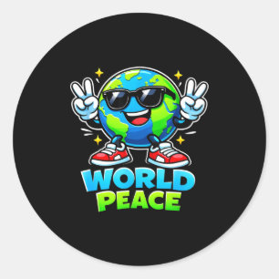 Sticker Rond Mouvement de diffusion de la paix mondiale drôle e