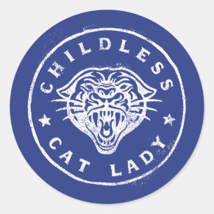 Sticker Rond Mouvement de la dame chatte sans enfant