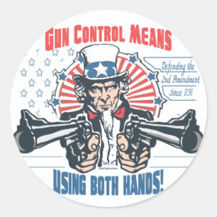 Sticker Rond Moyens de contrôle des armes utilisant la pro