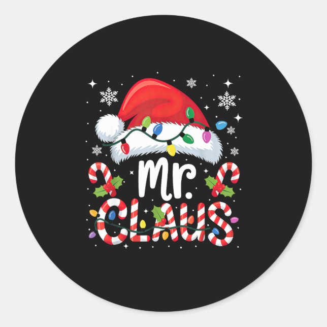 Sticker Rond Mr And Mrs Claus Couples Matching Christmas  (Devant)