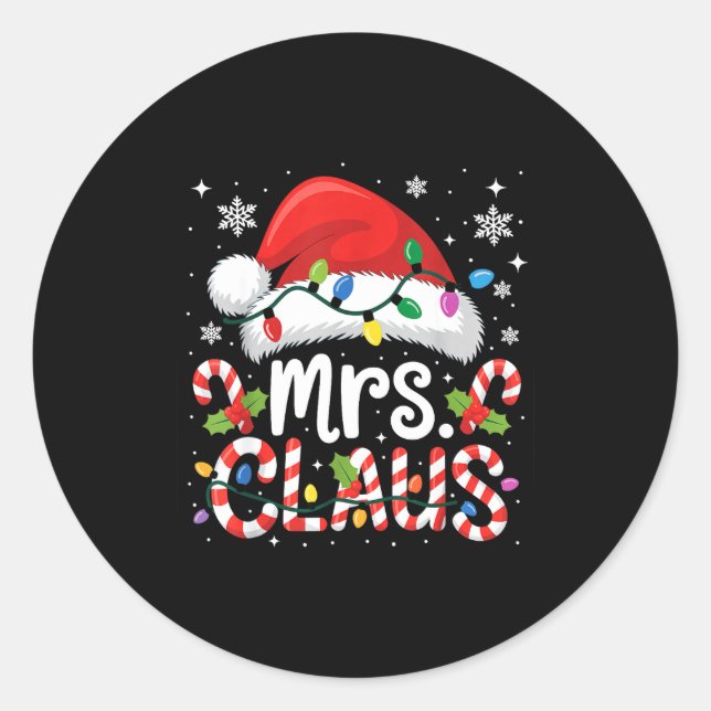 Sticker Rond Mr And Mrs Claus Couples Matching Christmas  (Devant)