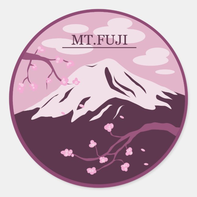 Sticker Rond Mt. Fuji (rose) (Devant)