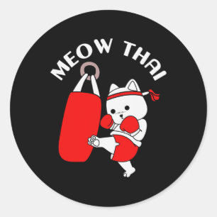 Sticker Rond Muay Thai Cat Meow Thai