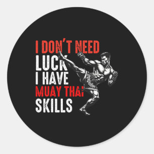 Sticker Rond Muay Thai Fighter Pour Hommes Papa Boys Thai Kickb