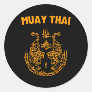 Sticker Rond Muay Thai Mma Combat Tatouage Jumeau Tigre Kickbox