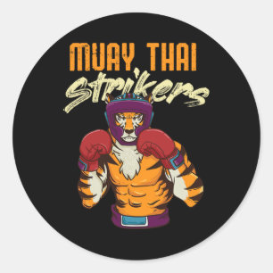 Sticker Rond Muay Thai Tiger Thai Boxing Thaïlande Kickboxing 1