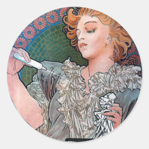 Sticker Rond Mucha Lance Parfum Rodo publicité parfum