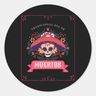 Sticker Rond Muertos Skull Day of the Dead