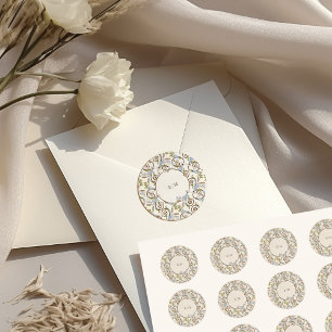 Sticker Rond Muet Royal Victorian Élégant Mariage floral