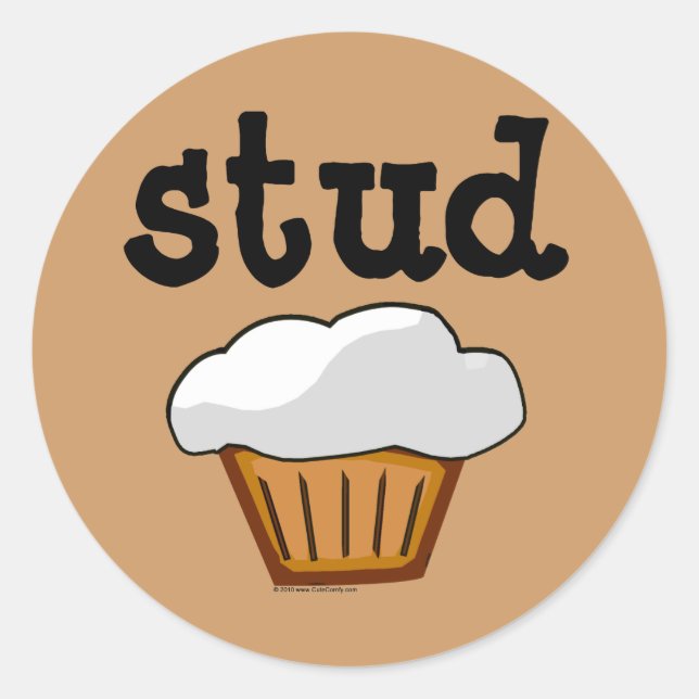 Sticker Rond Muffin de costume, Cute Funny Baked Good (Devant)