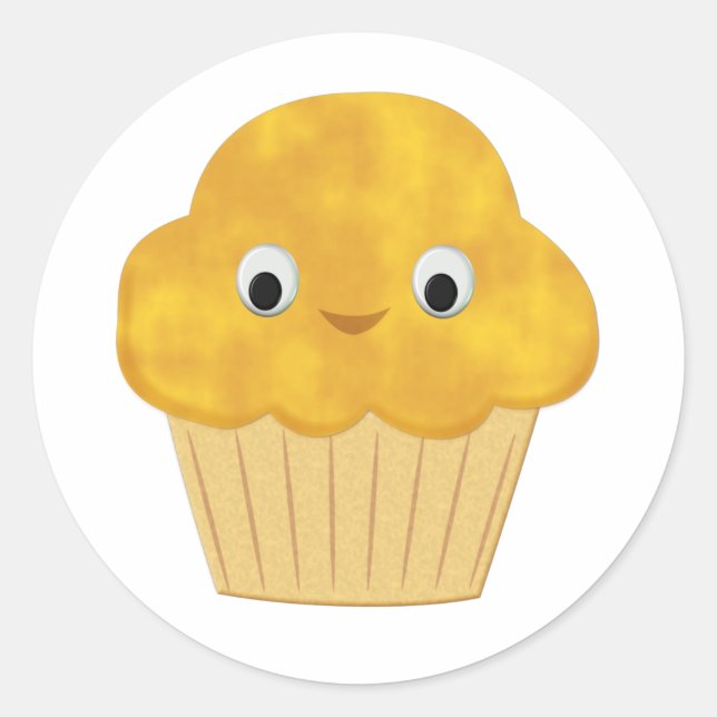 Sticker Rond Muffin de maïs caricaturé mignon (Devant)