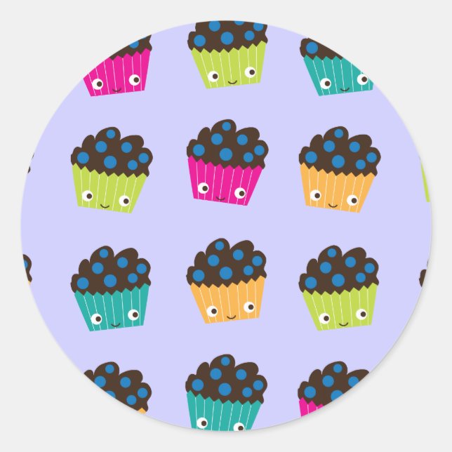 Sticker Rond Muffins aux bleuets (Devant)