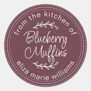 Sticker Rond Muffins aux myrtilles de couleur bordeaux de la ga