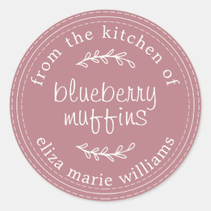 Sticker Rond Muffins aux myrtilles Rustic Modern Rose Poussiére